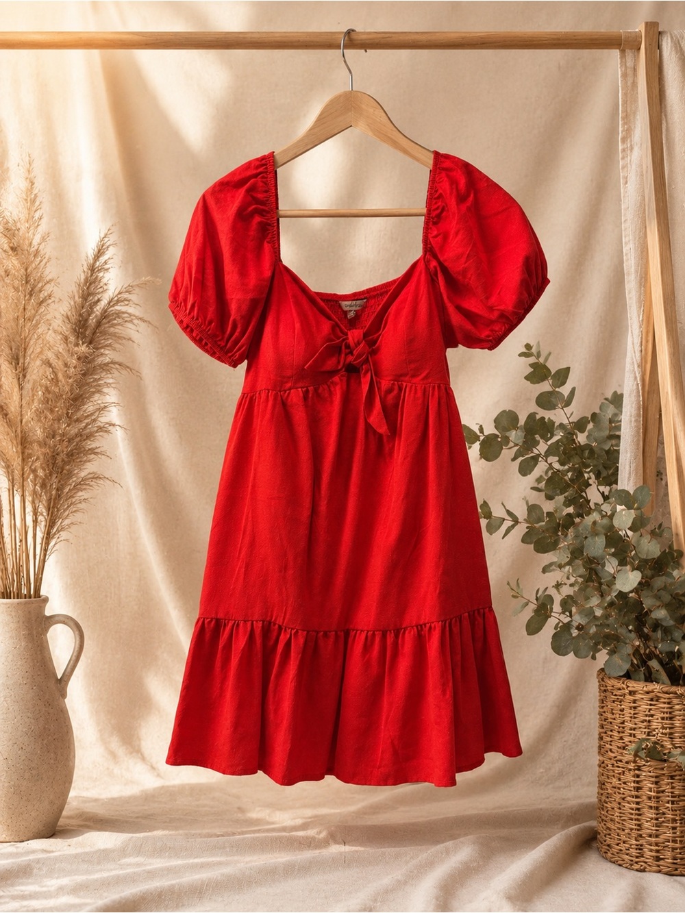 Speechless Dress Tie Front Cap Butterfly Short Sleeves Built In Bra